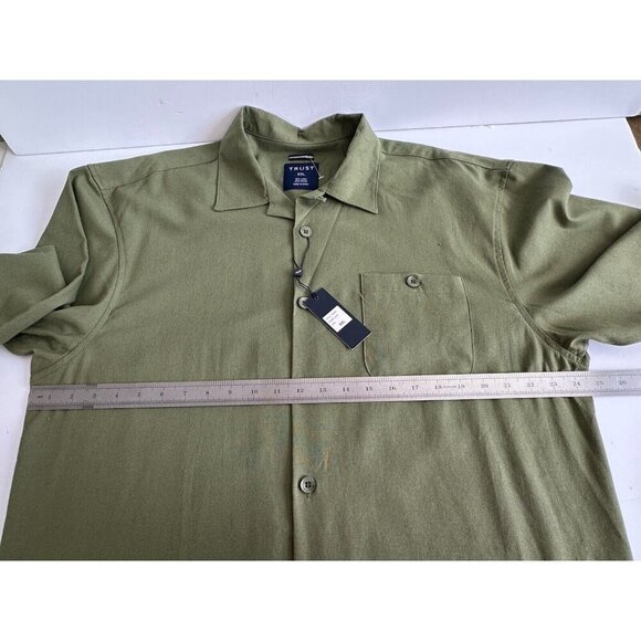 NWT Trust Mens Button Up Shirt XXL 55% Linen Army Green S/S Casual Dadcore Comfy - Picture 7 of 11